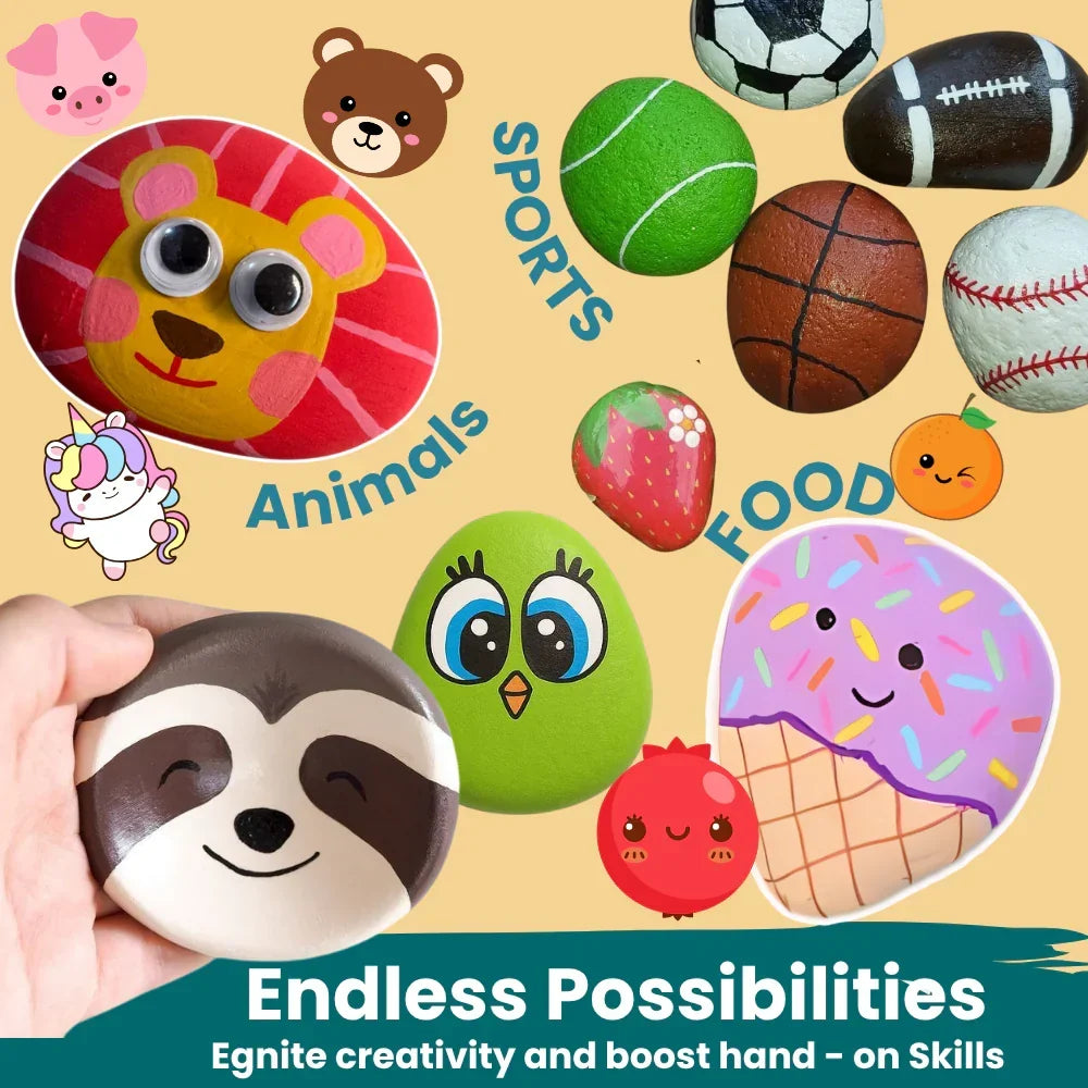 Craftopedia Rock Painting Kit With Photo Holder and Googly Eyes