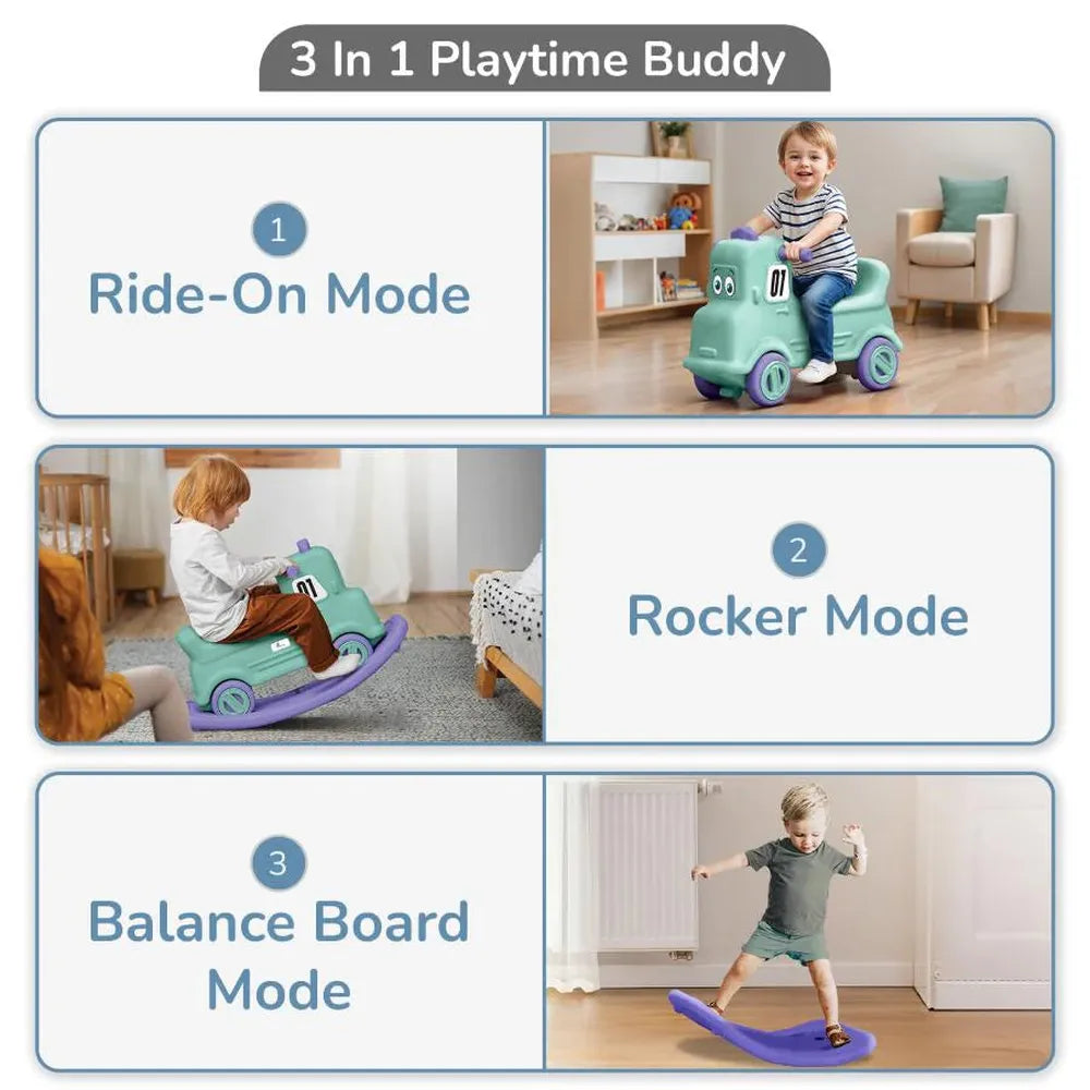 R for Rabbit Rock N Ride 3-in-1 Balance Board Ride On & Rocker for Kids (1-4 Years)