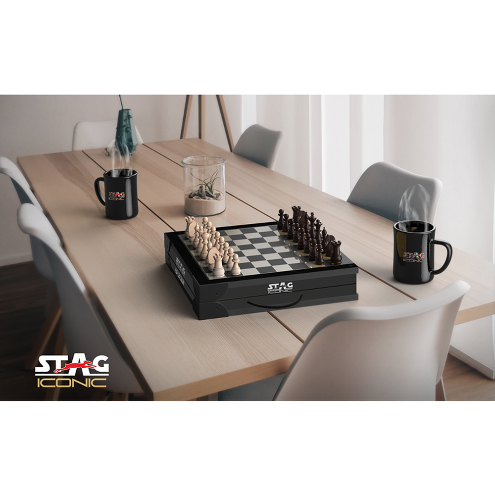 STAG ICONIC 4 in 1 Mini Table Table Tennis, Ludo, Chess & Checkers - Compact Gaming Fun (9 Years till Grown Ups)