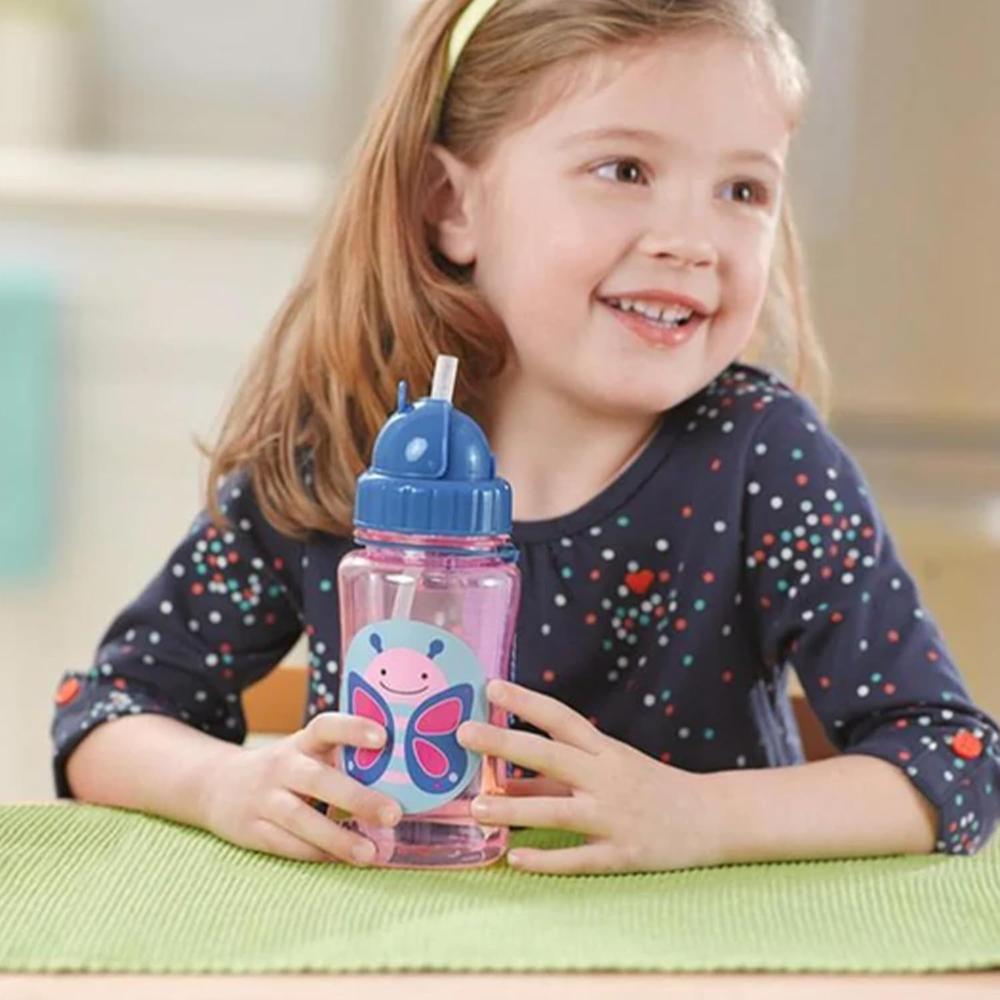 Skip Hop Zoo Straw Bottle - 355ml | Tritan Renew | Pink (Butterfly)