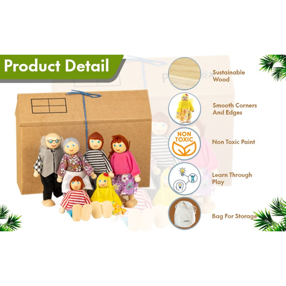 Wooden Pop's Family Doll Set - 6 Pieces (1-5 Years)