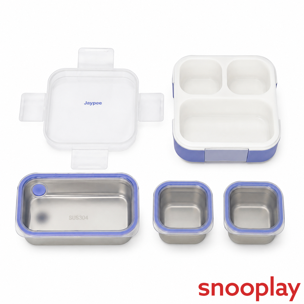 Jaypee Boxi 3 Section Insulated Lunch Box | Total Capacity - 750ml | Violet