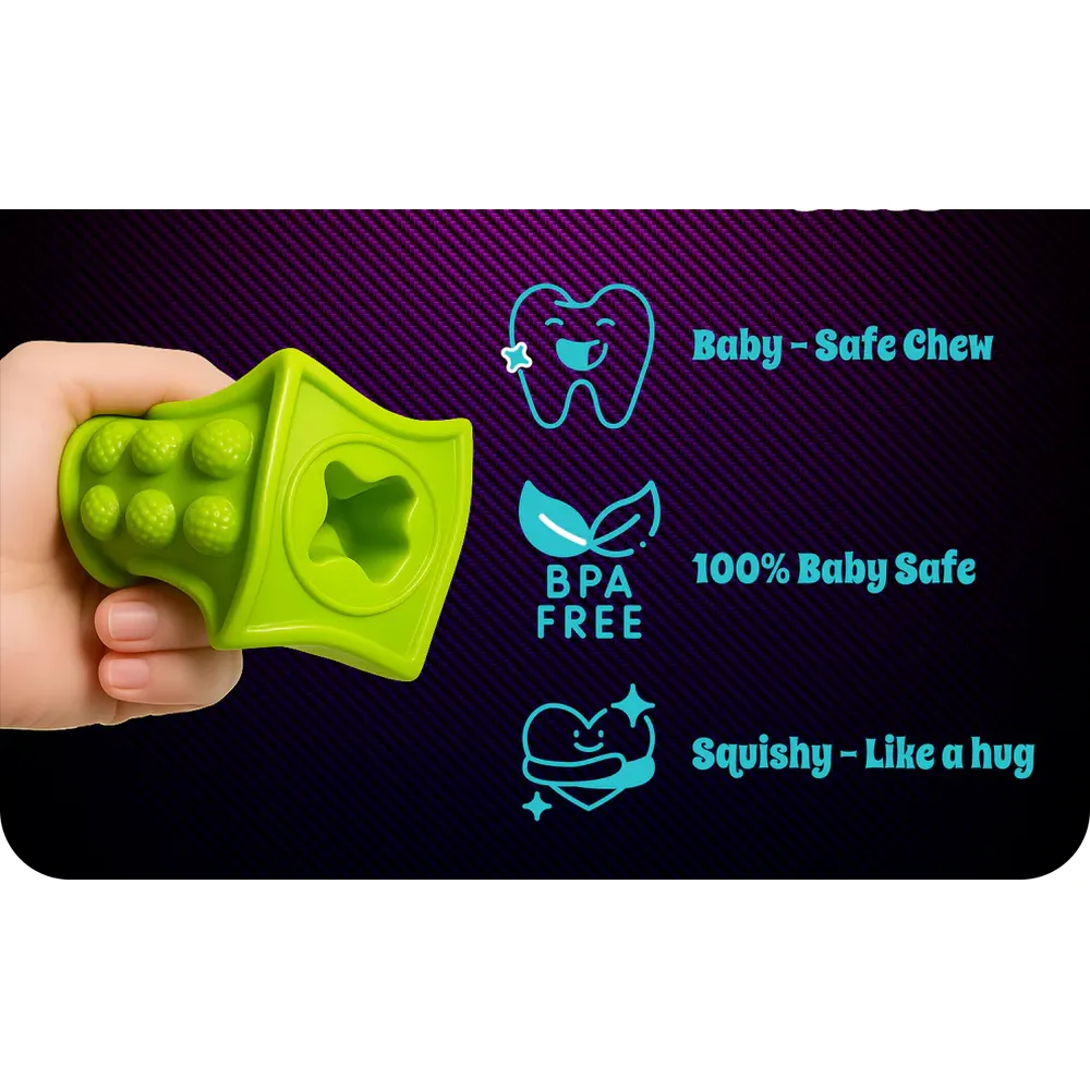 Woot Hoot Pack of 6 Cuddle Cubes - Baby-Safe Chew | Soft Baby Building Blocks | Assorted Colors