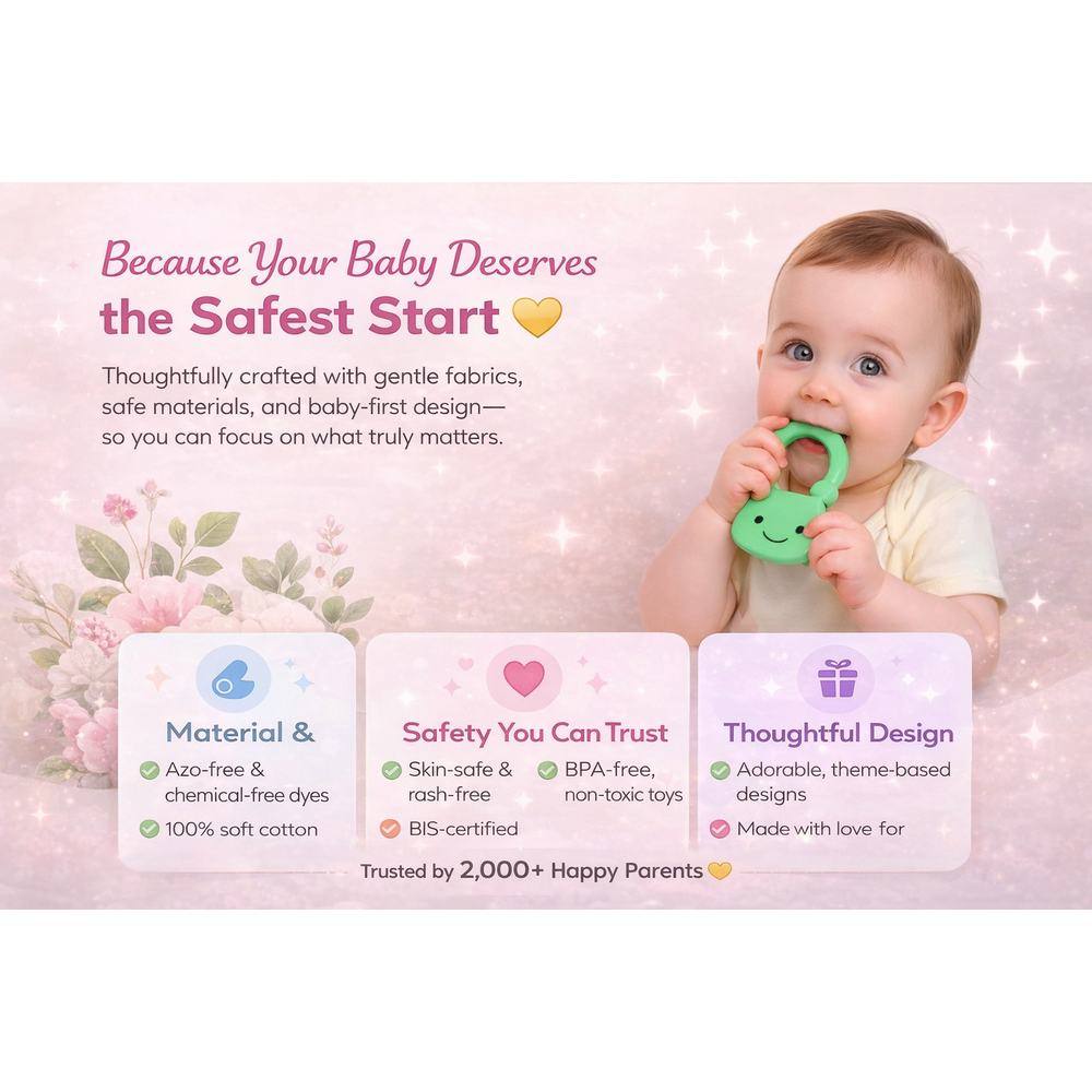 Mama's Care Sea Life 11 Pieces Gift Set - Pack of 10+1 Teether Cum Rattle | Sea Green