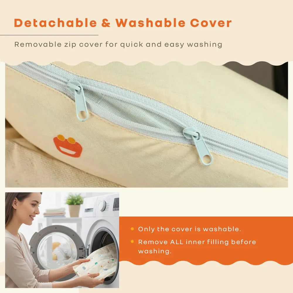 R for Rabbit 100% Cotton Anti-Roll Baby Nest - Baby Bed | Roadster Beige