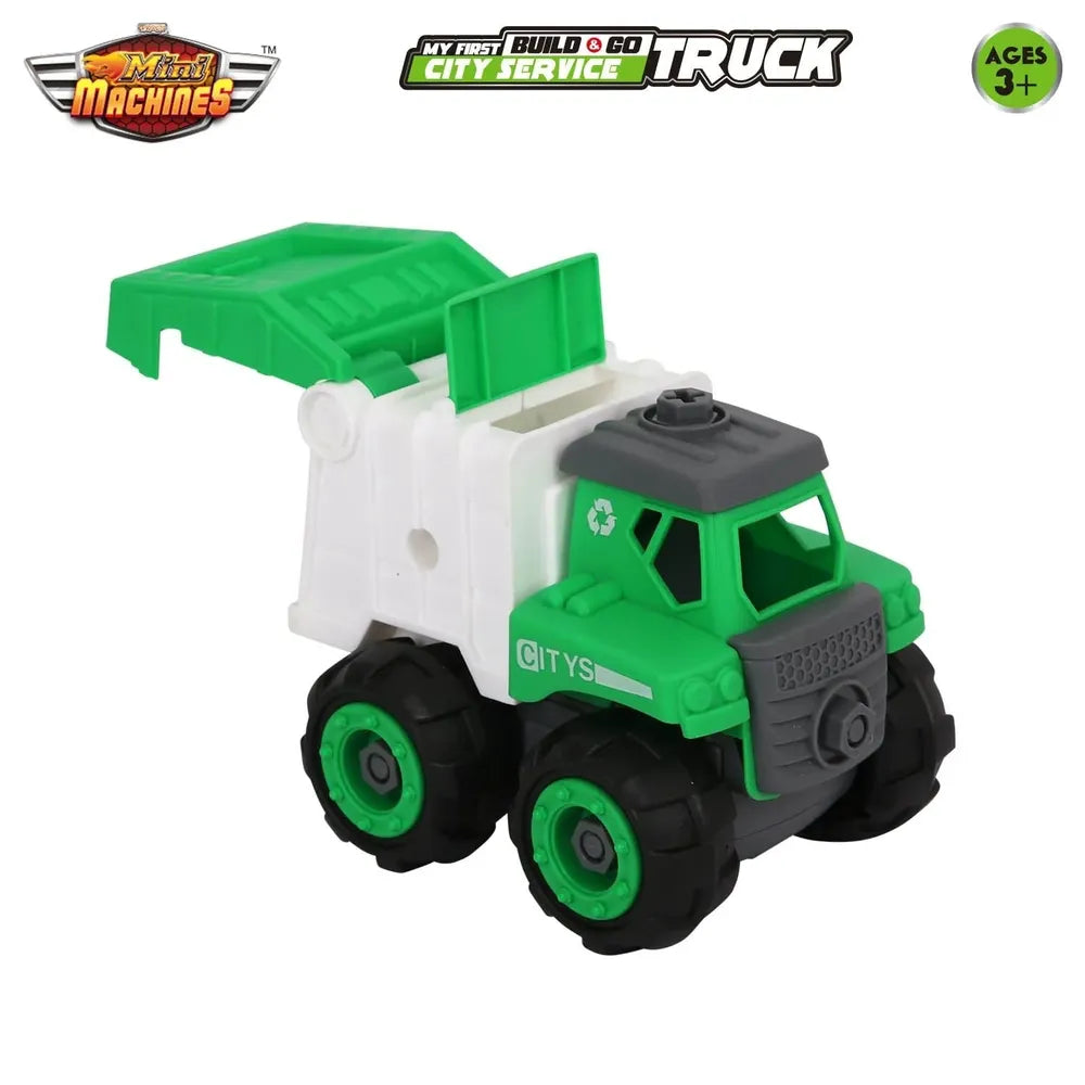 Skoodle Mini Machines Build & Go Garbage Compactor Truck - Green