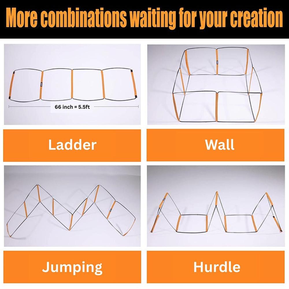 Hop N Play 4+8 Rung Agility Training Ladder | Foldable, Instant Set up & Tangle Free (6 Years till Grown Ups)