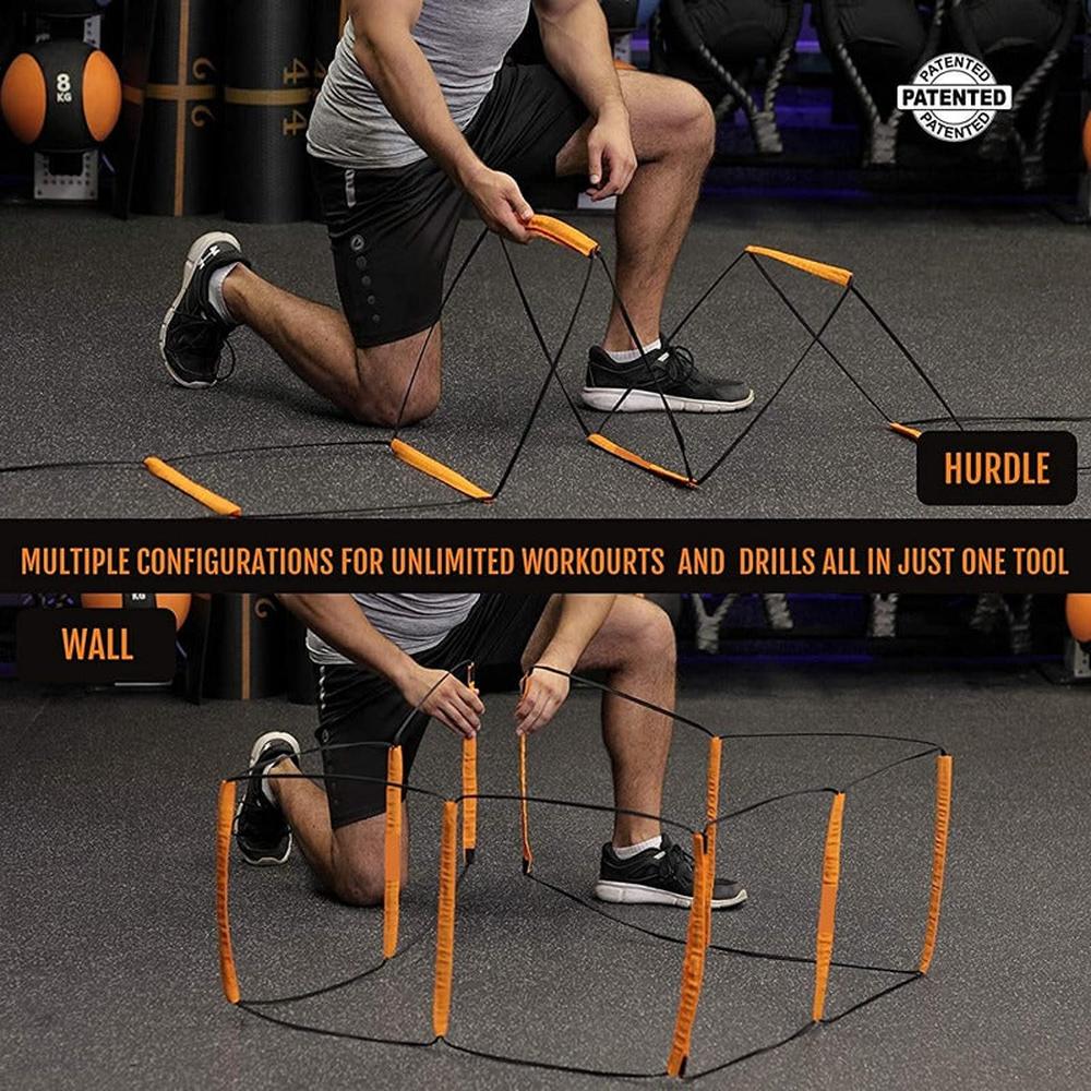 Hop N Play 4+8 Rung Agility Training Ladder | Foldable, Instant Set up & Tangle Free (6 Years till Grown Ups)